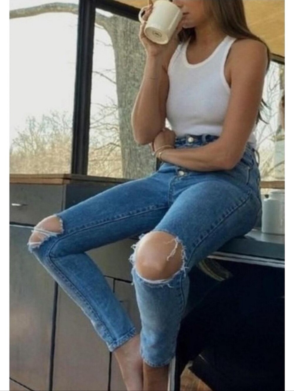 🆕️ Weworewhat The Danielle High Rise Vintage Straight Jeans 29 Minimalist